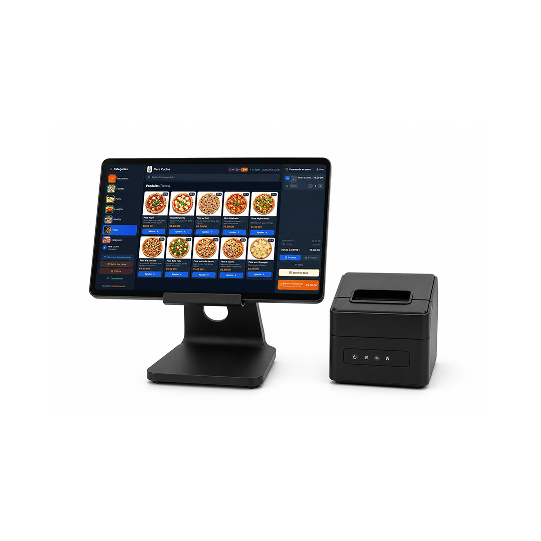 Tablette POS avec support et imprimante