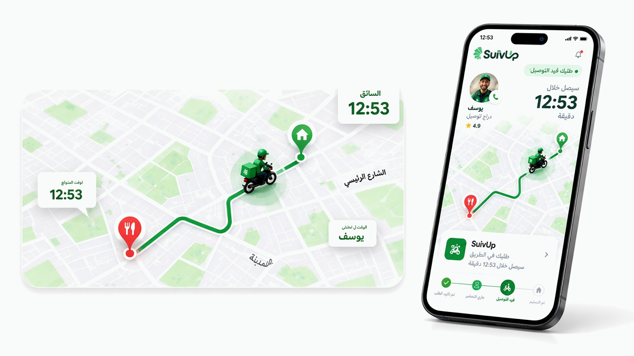 تتبع التوصيل على الخريطة — SuivUp