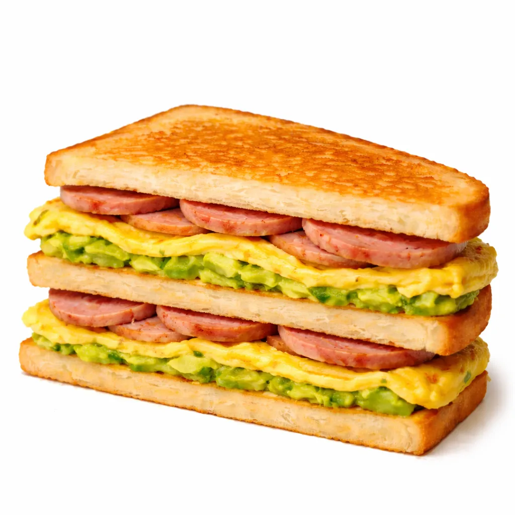 Toast avocado oumlette luncheon