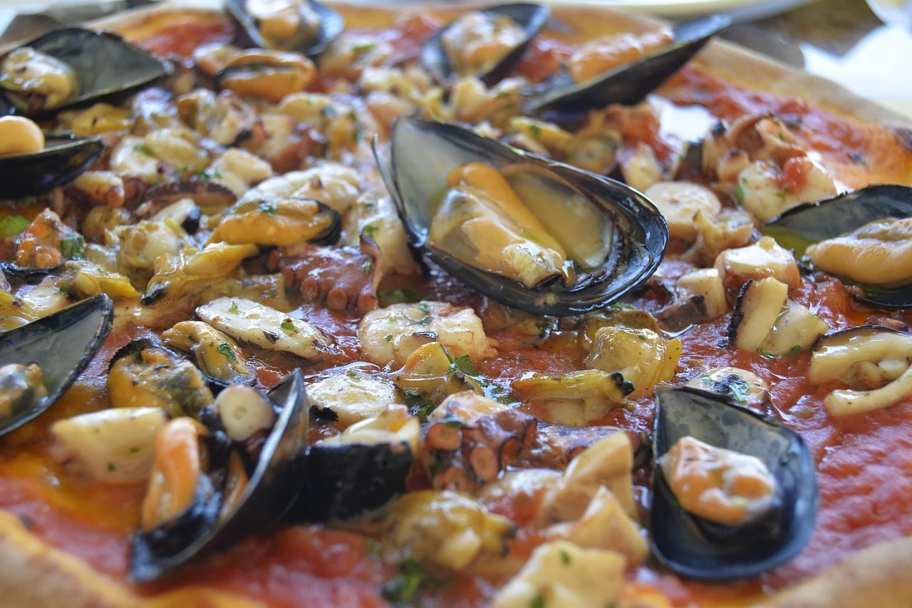 Pizza aux fruits de mer sans mozzarella