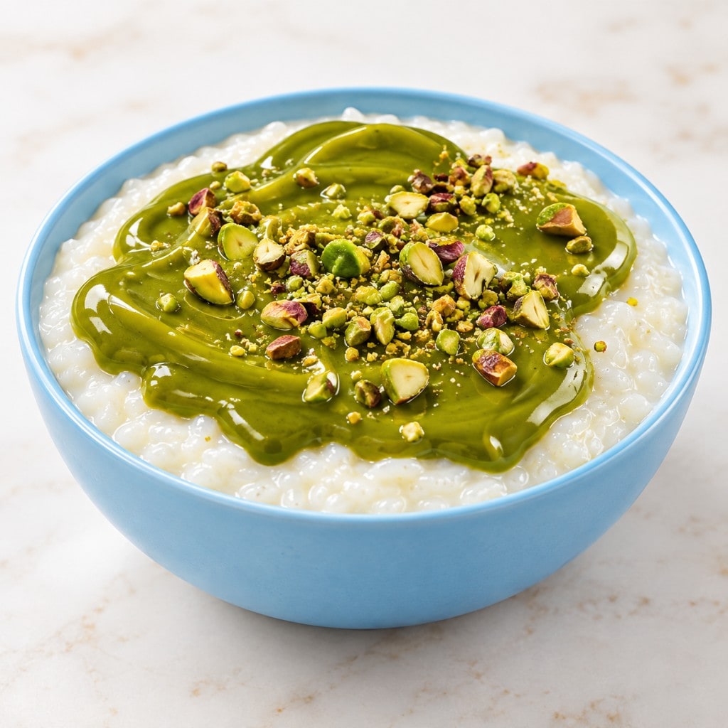 Riz glace sauce pistache