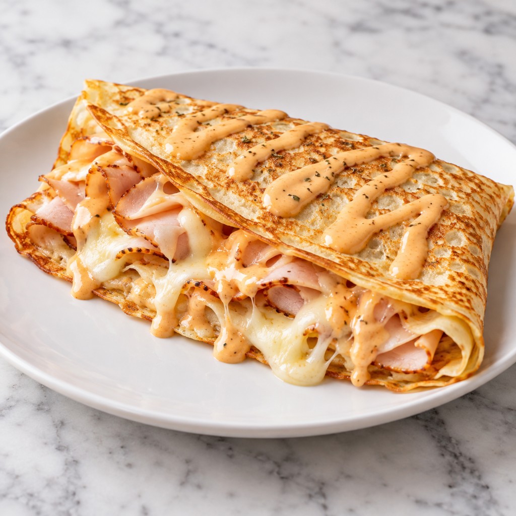 Crêpe Salée (Dinde fumée, Mozzarella, Sauce Biggy)