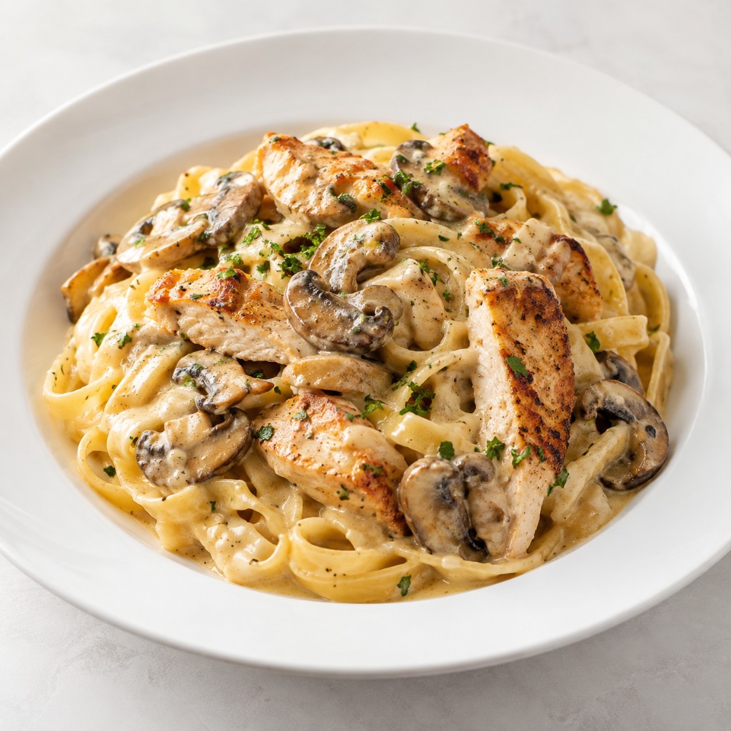 Pâte Poulet Champignon et Sauce Blanche